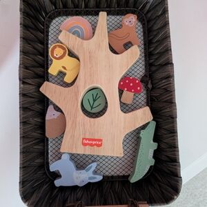 Fisher-Price Wooden Tree Puzzle with Colorful Animal and Nature Pieces